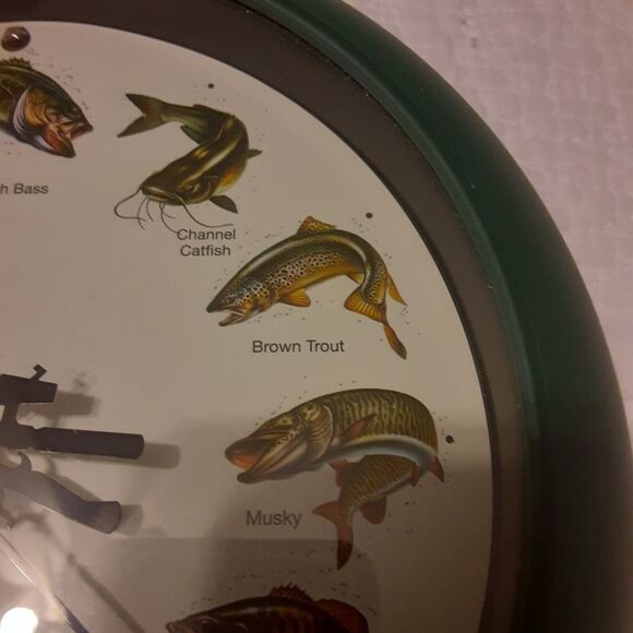 Mark Feldstein Game Fish Splashing Clock Sportsman Lodge Masculine - Picture 3 of 9